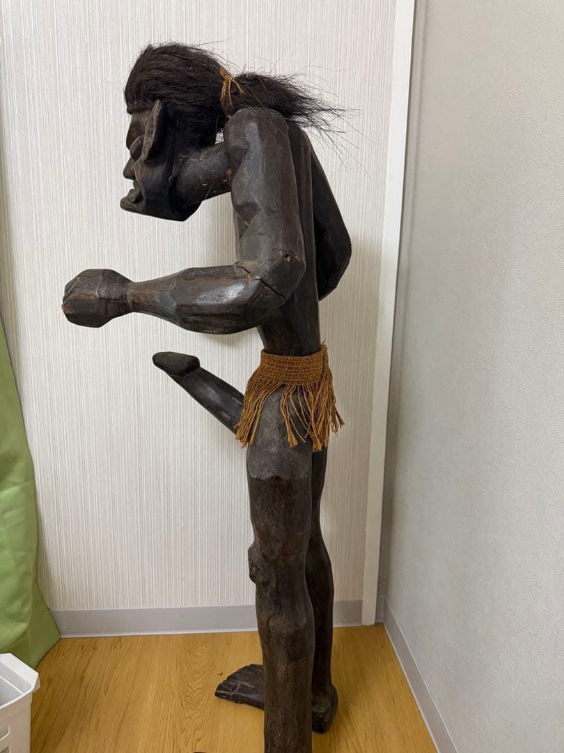 アジアンインテリア木製彫刻 約100cm 毛髪付きセットです。
