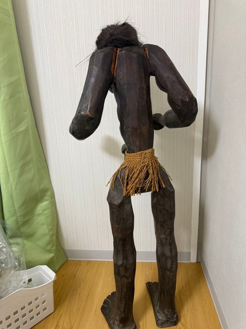 アジアンインテリア木製彫刻 約100cm 毛髪付きセットです。