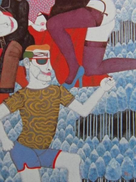平賀敬、『坂田山心中』、希少画集画、裸婦、高級新品額・額装付、版上サイン入り