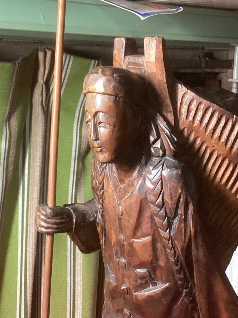 台湾木彫彫刻 一刀彫 ヴィンテージ レア 中国　高さ６０㎝