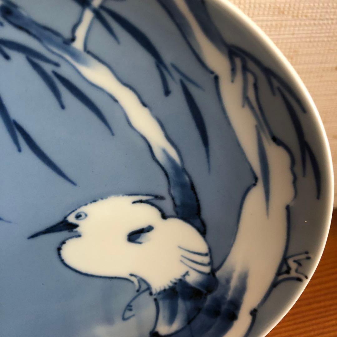 有田焼(伊万里焼) 貴祥窯　染付薄濃鷺絵 皿