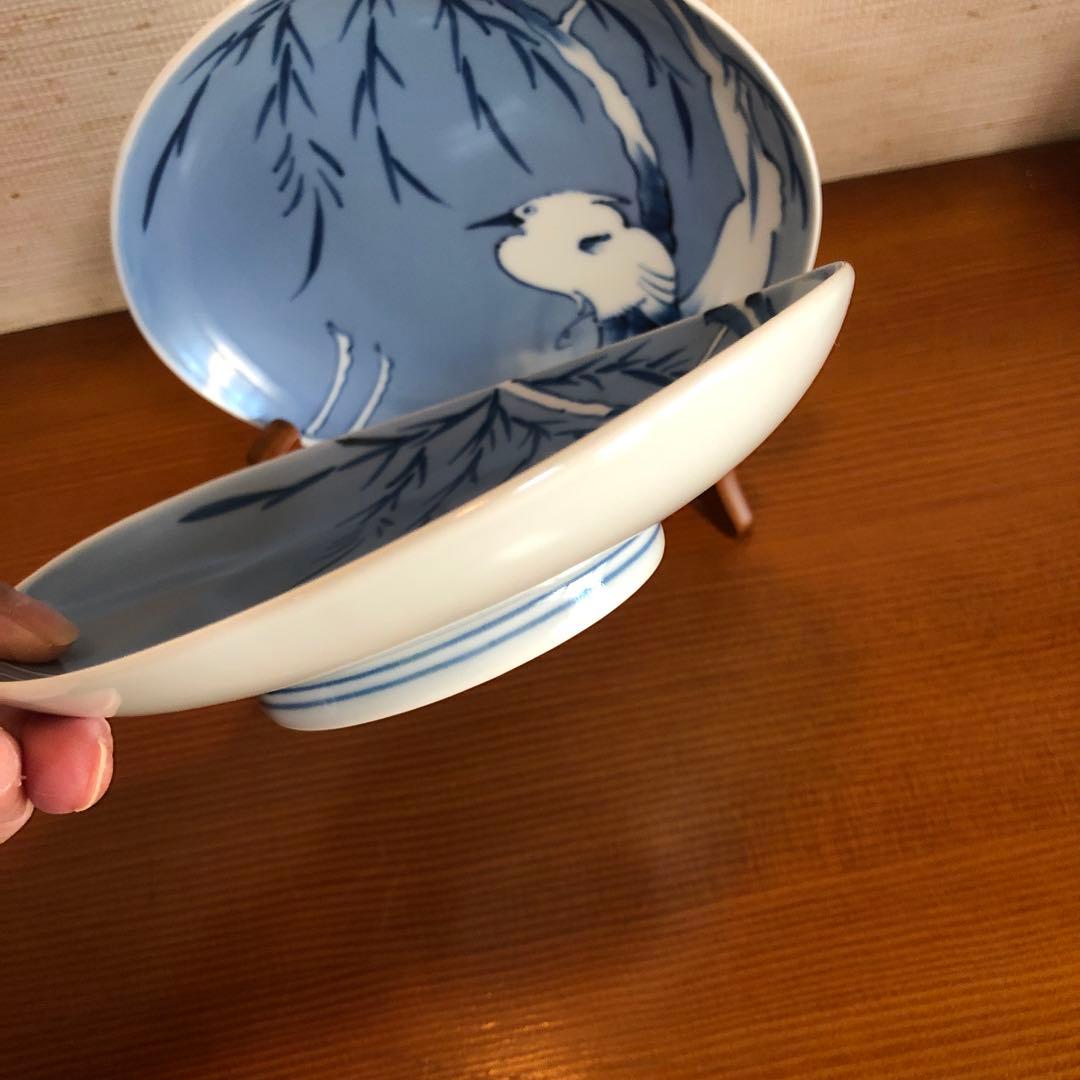 有田焼(伊万里焼) 貴祥窯　染付薄濃鷺絵 皿