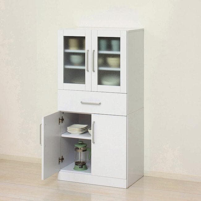 鏡面メラミン仕様 食器棚 幅60cm カップボード キッチン収納（761）