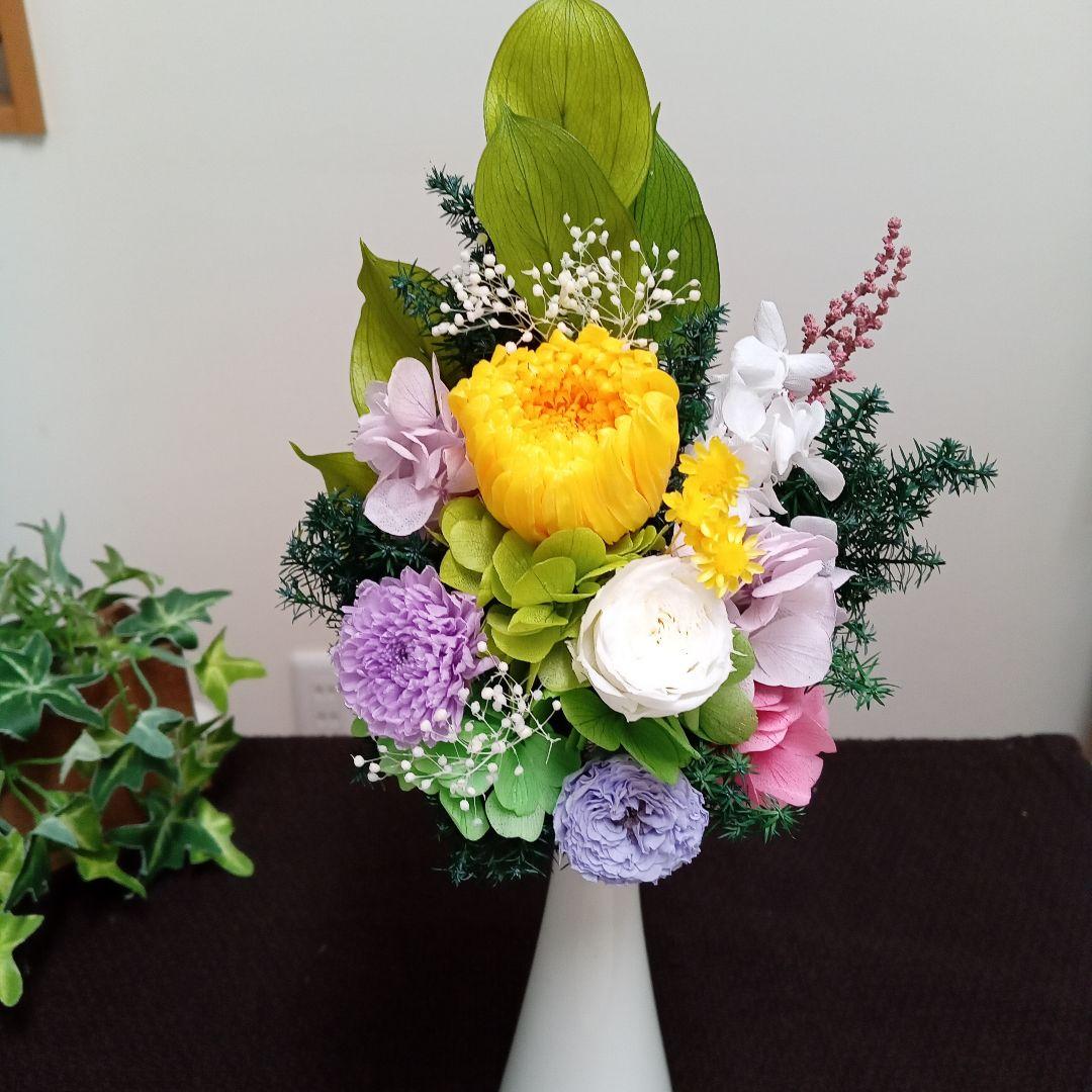 プリザーブドフラワー仏花　一対　花束タイプ　お供え花　花器なし