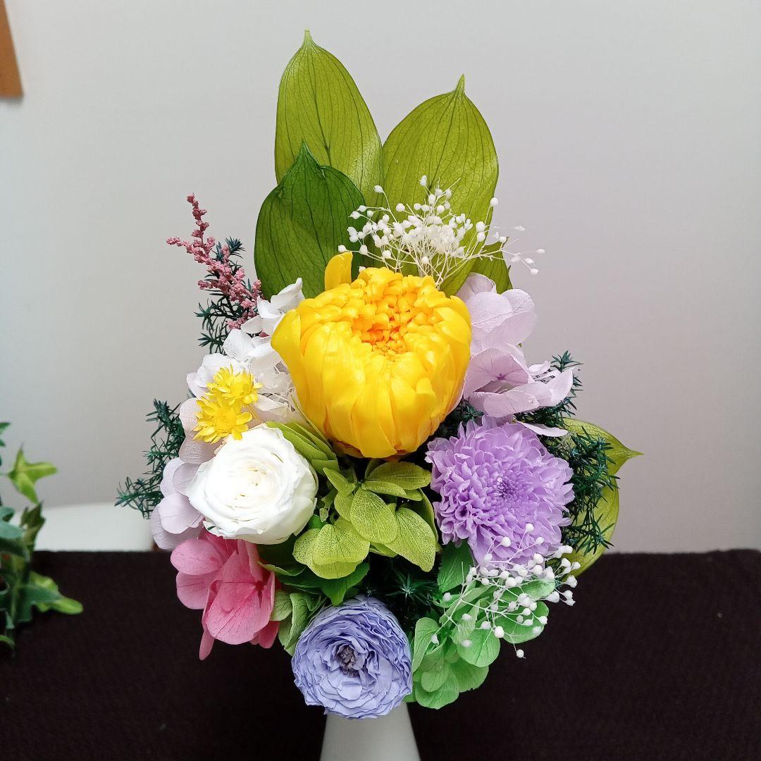 プリザーブドフラワー仏花　一対　花束タイプ　お供え花　花器なし