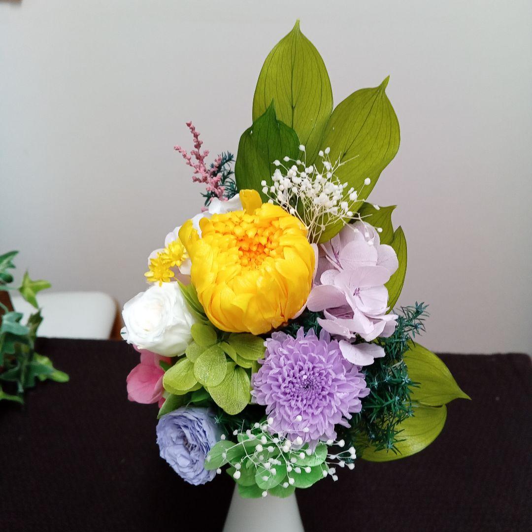 プリザーブドフラワー仏花　一対　花束タイプ　お供え花　花器なし