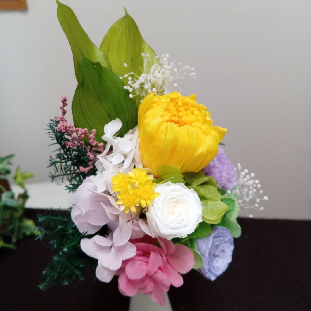 プリザーブドフラワー仏花　一対　花束タイプ　お供え花　花器なし