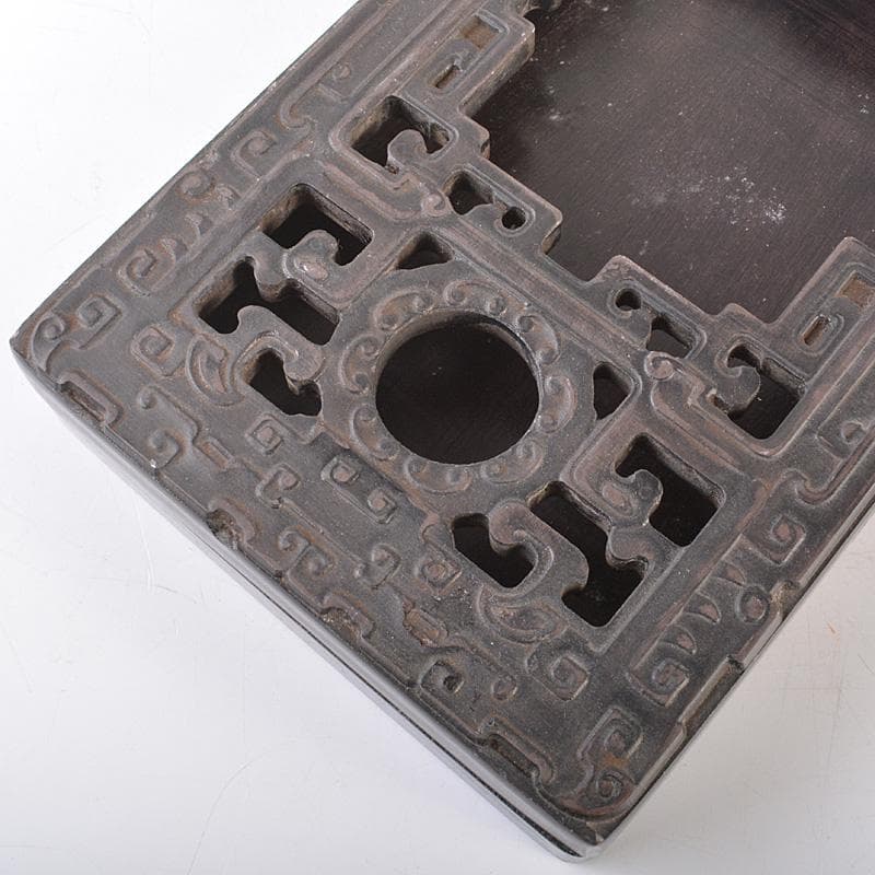 中国　細密彫刻　書道具　端渓硯　装飾端渓雕盒　M　7758E