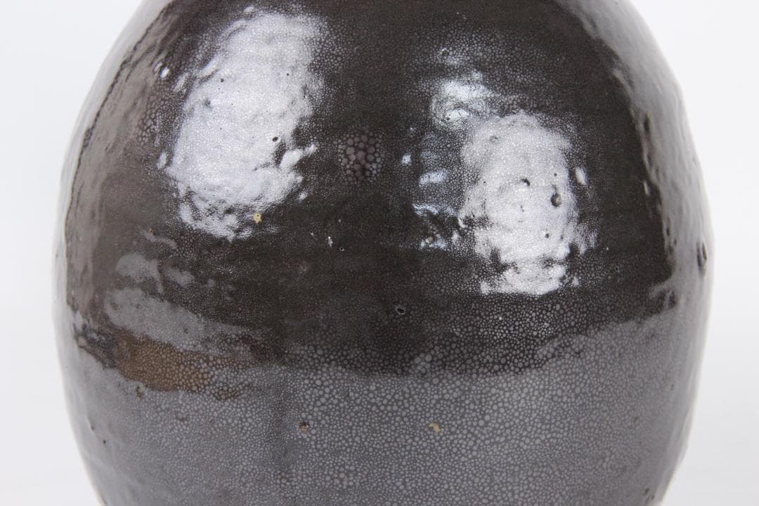 中国美術 　宋代 建窯 油滴釉 瓶 天目 古陶磁 時代物 台付 ED5-11