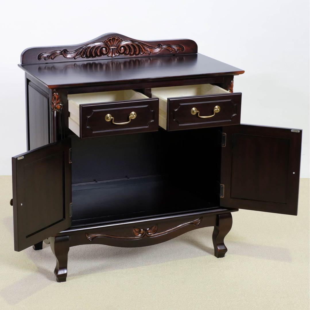 J 新品 アジアン キャビネット 75 飾り棚 リビング収納 アンティーク