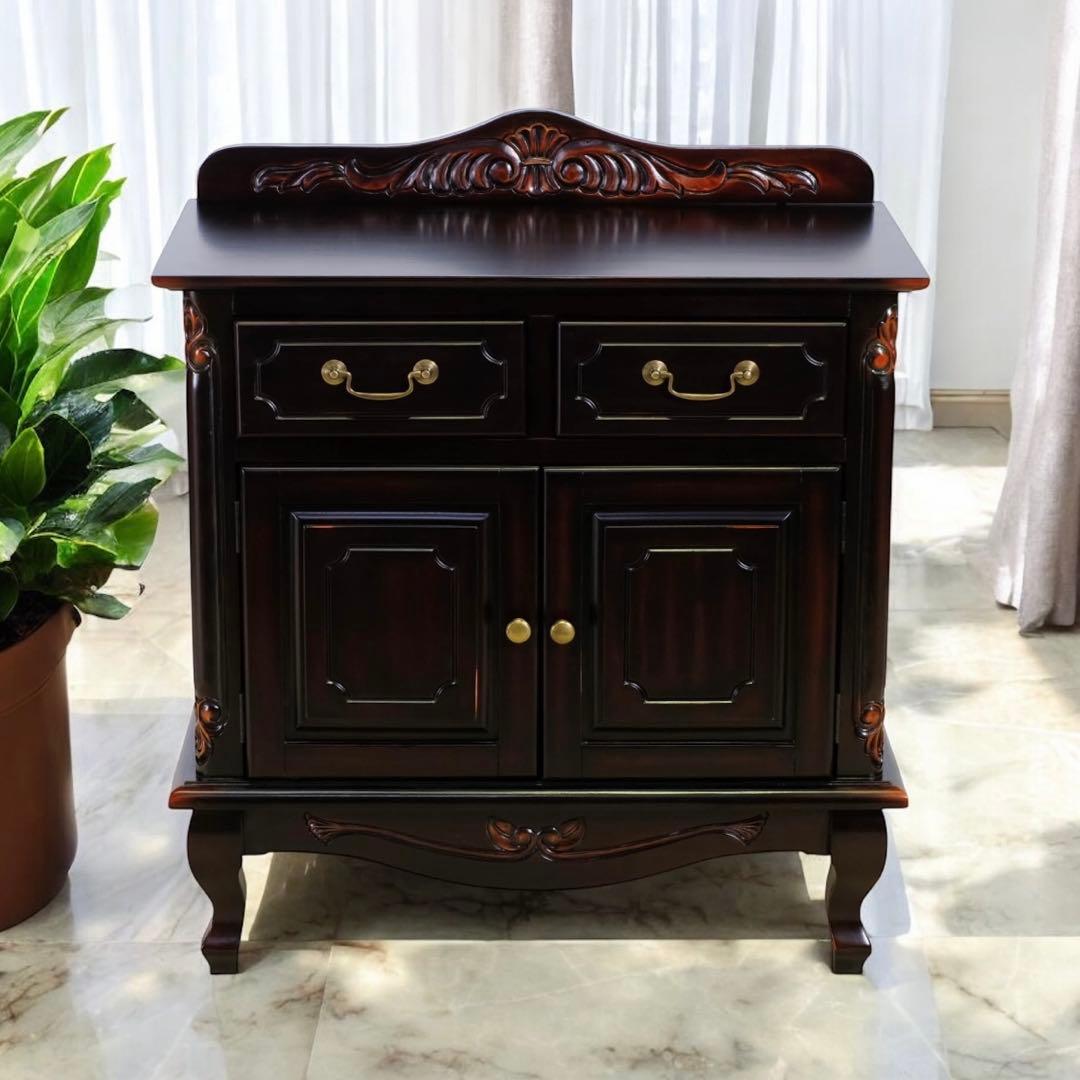 J 新品 アジアン キャビネット 75 飾り棚 リビング収納 アンティーク