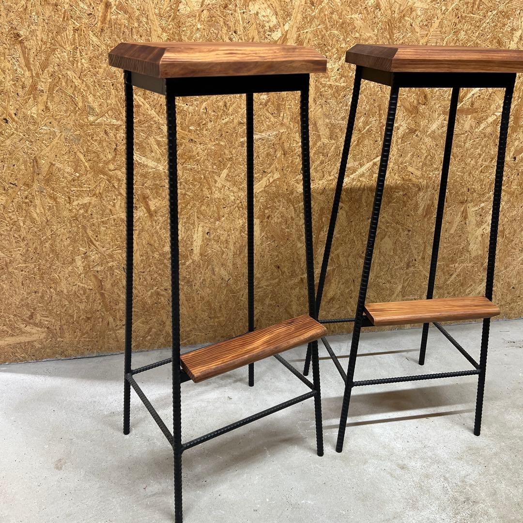 木製バースツール 2脚セット