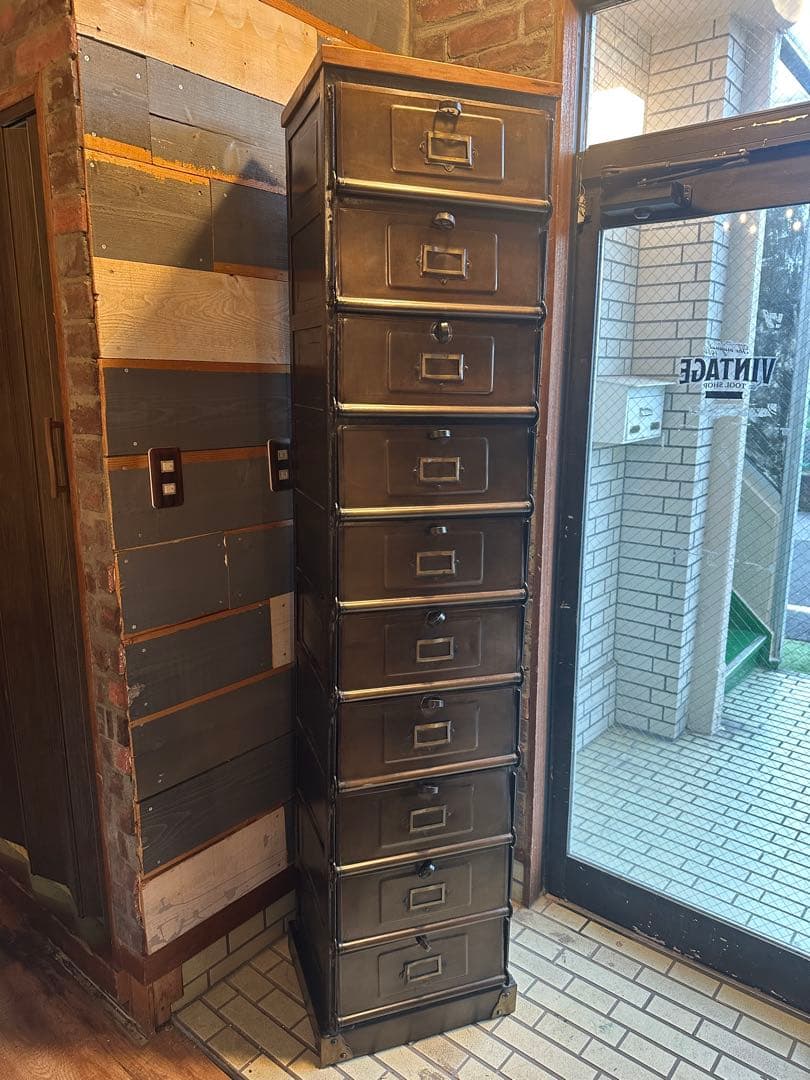 ⭐️ ビンテージ　インダストリアル　STRAFOR調　キャビネット　棚　ドロワー