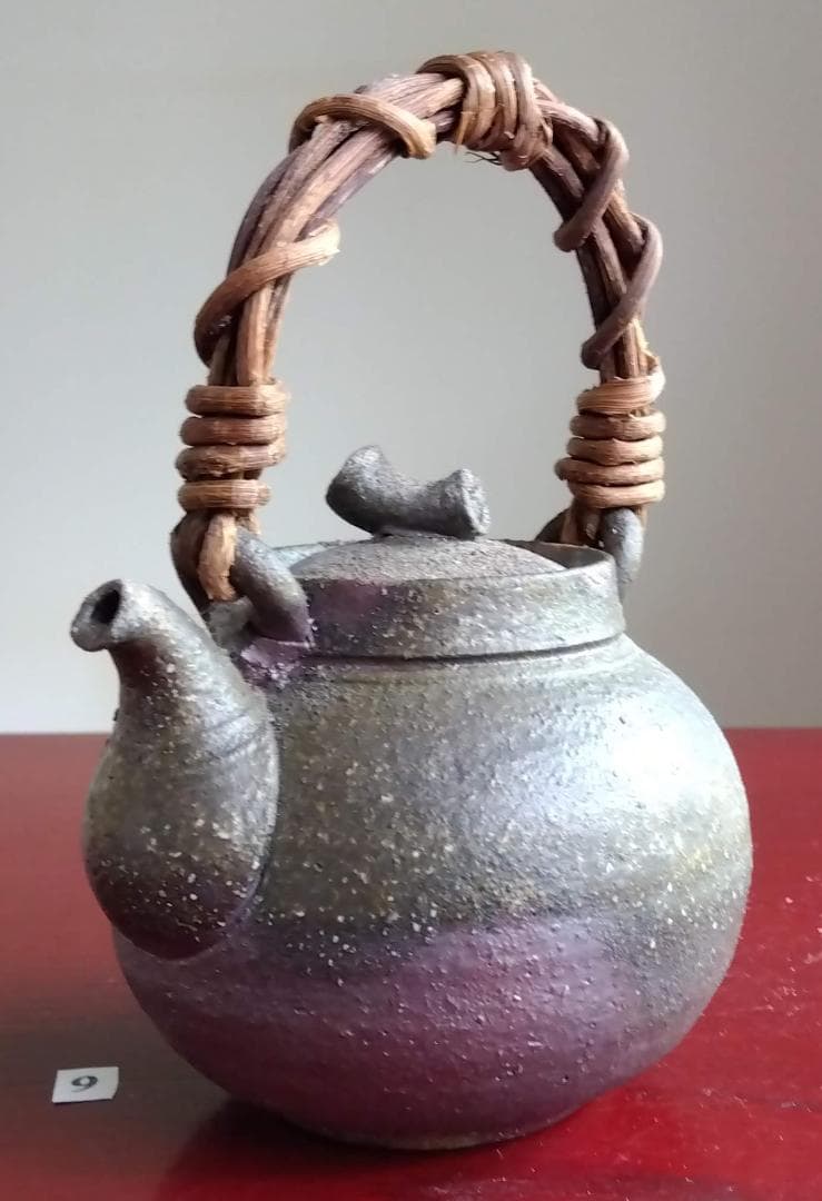 越前焼名工　村島　順　【鮎陶房】急須代表的作家逸品自然灰釉究極美蔓手持ち急須酒器