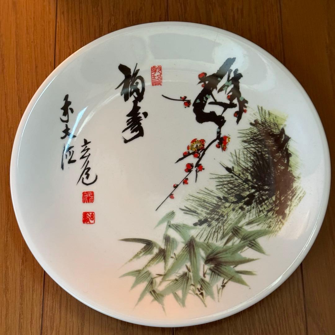 前大徳 須賀玄道絵付 禅画花鳥図十二景飾皿 十二枚揃