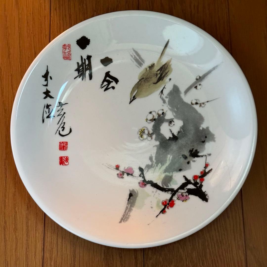 前大徳 須賀玄道絵付 禅画花鳥図十二景飾皿 十二枚揃