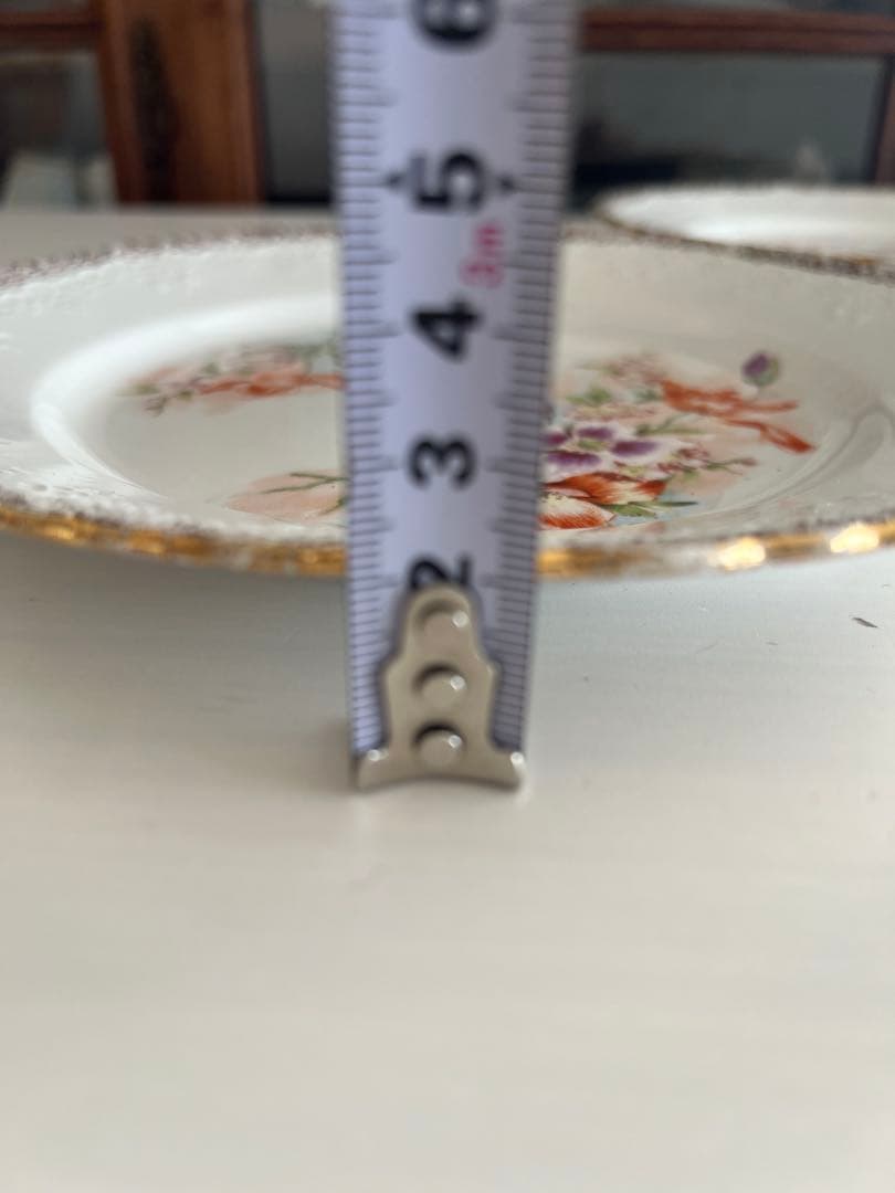 フランス アンティーク デザートプレート クレイユモントロー　金彩　花