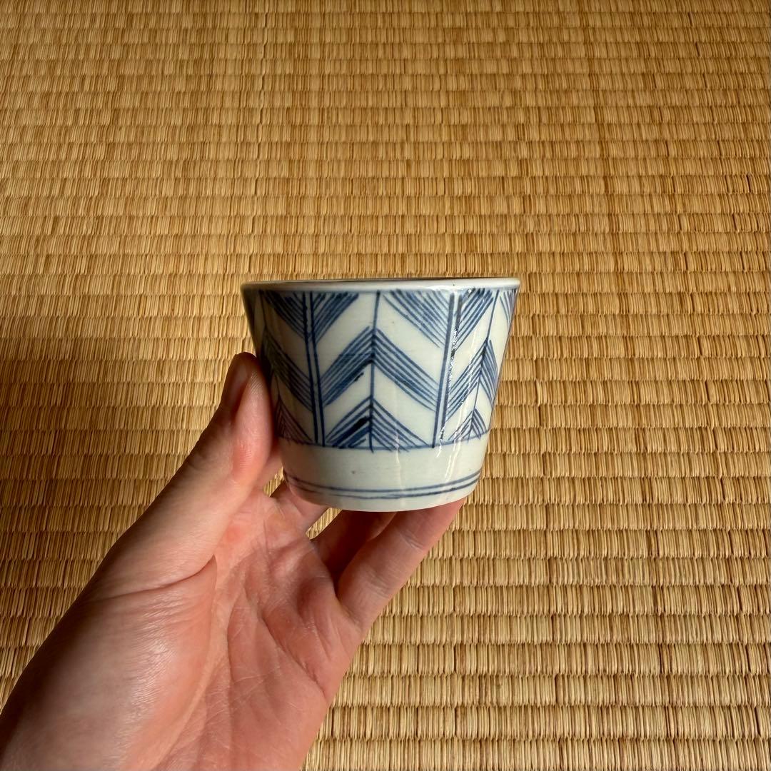 古伊万里 染付 矢羽文 蕎麦猪口 江戸時代 古波佐見 古瀬戸 古美術 骨董 民藝