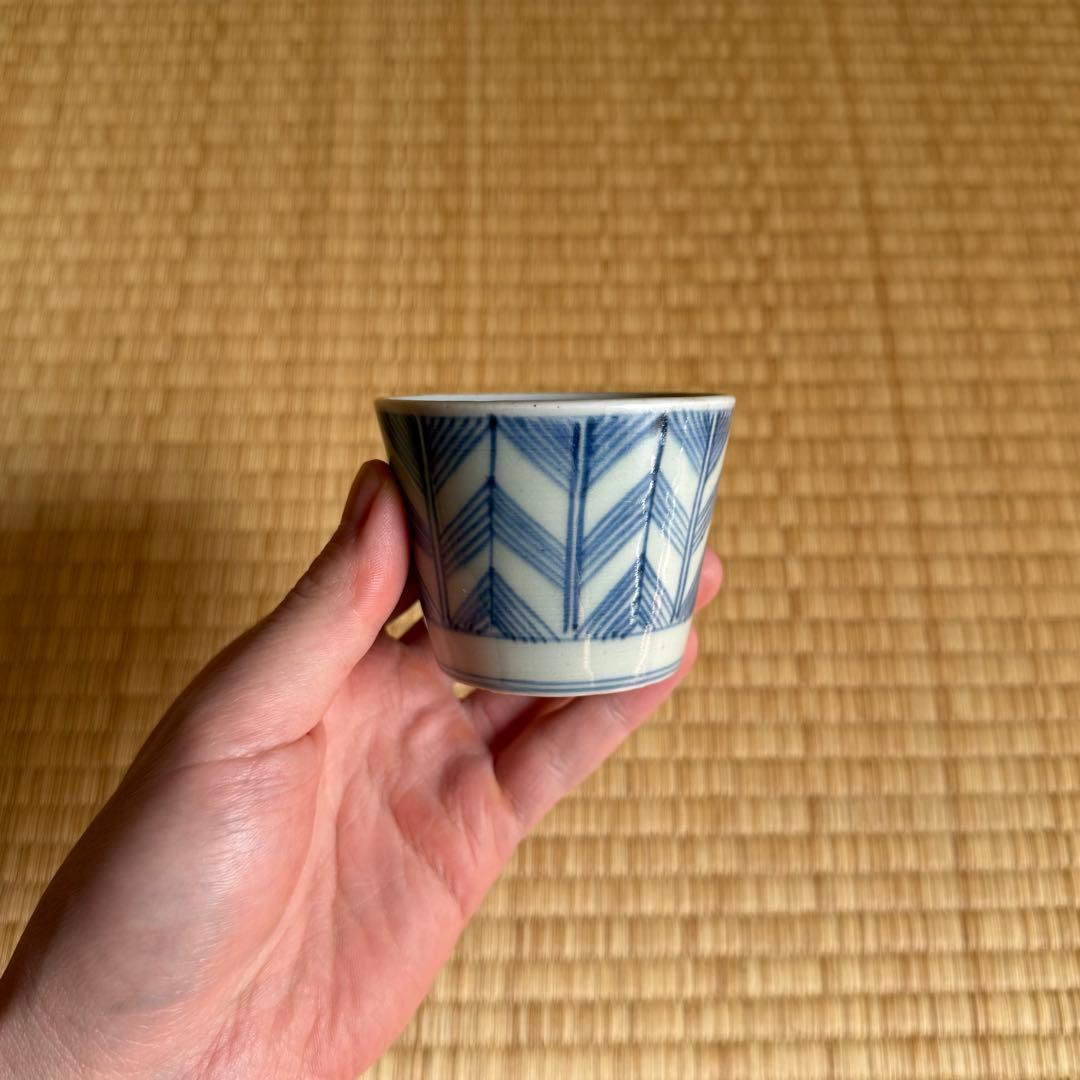 古伊万里 染付 矢羽文 蕎麦猪口 江戸時代 古波佐見 古瀬戸 古美術 骨董 民藝
