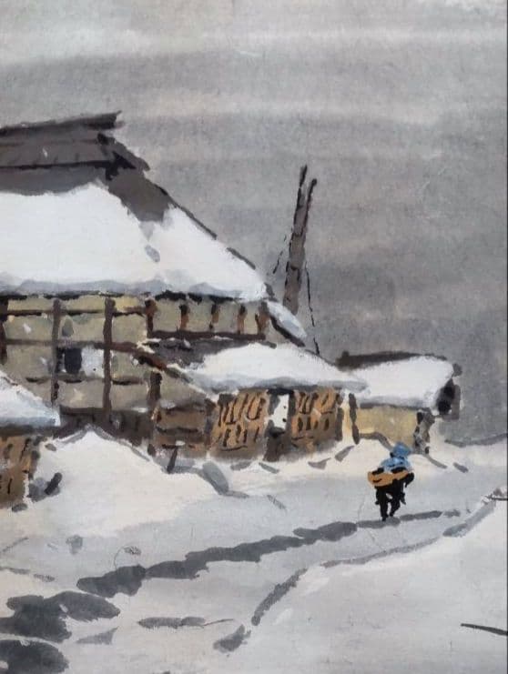 「雪の野尻湖」小島一谿 掛軸 紙本肉筆 真筆保証