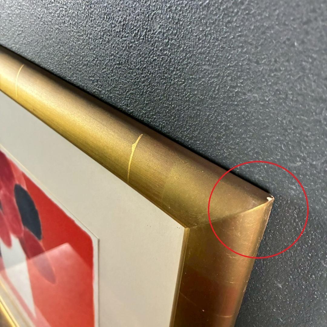 美品 ベルナール・カトラン「ピンクのテーブルの赤い花束」リトグラフ 直筆サイン入