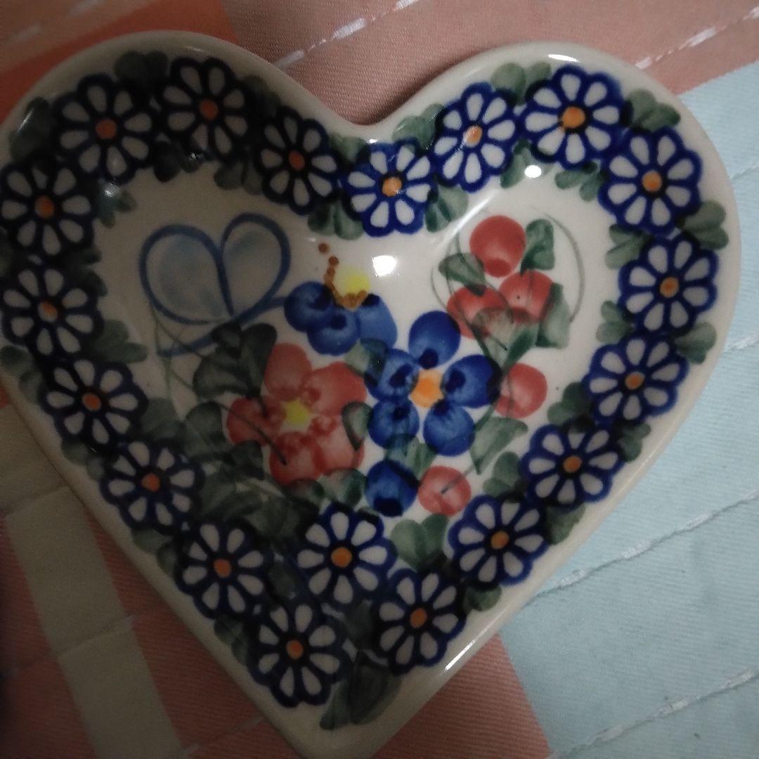 ポーリッシュポタリー陶器皿5点セット（パスタ皿、ハート・花型、月　他）