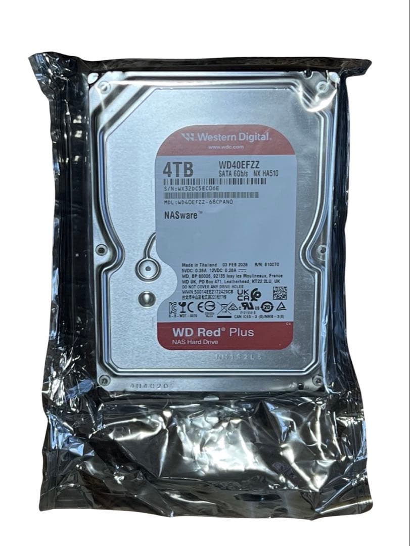 Western Digital Red 4TB WD40EFZZ 新品未開封品