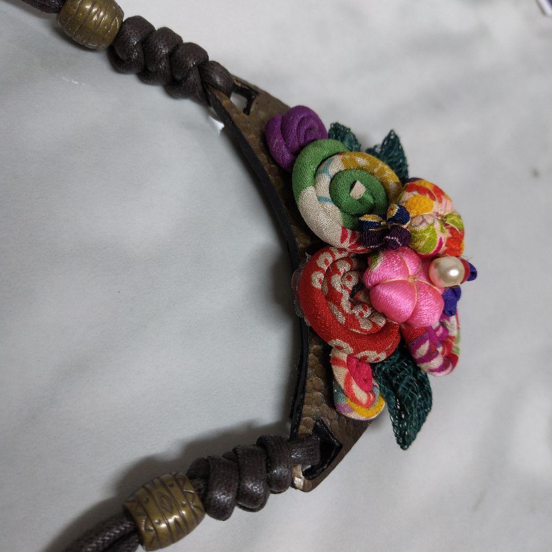 和柄 古布 花モチーフ ネックレス