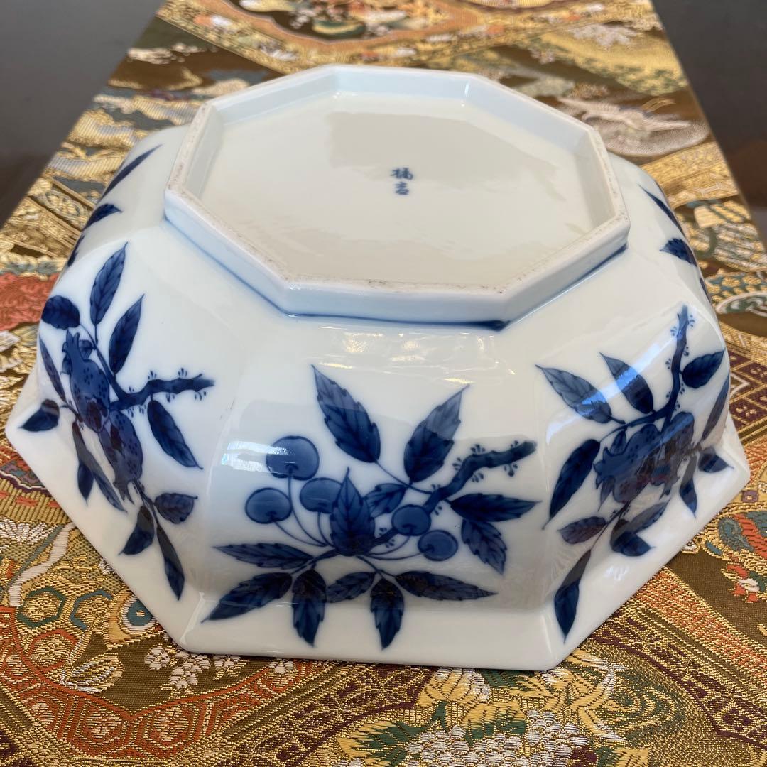 ①たち吉　八角大鉢1 ②染付蓋付き丼3 ③染付舟形小鉢3 ④豆皿3 ⑤御箸3