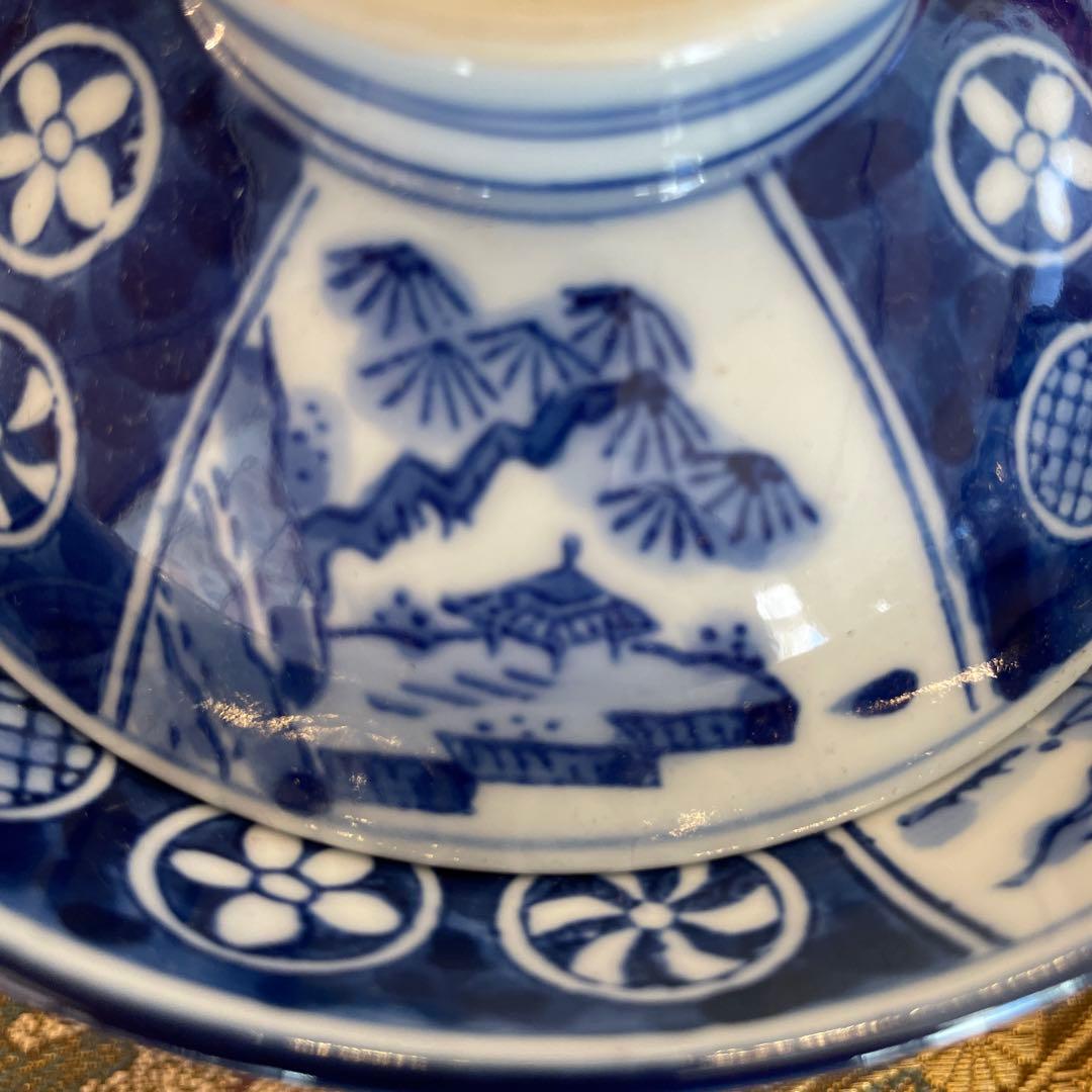 ①たち吉　八角大鉢1 ②染付蓋付き丼3 ③染付舟形小鉢3 ④豆皿3 ⑤御箸3