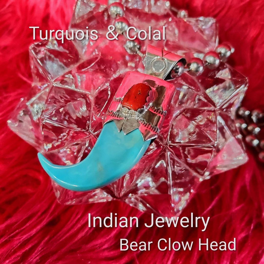 ネックレス・ペンダント Indian BearColal Head Hand Made