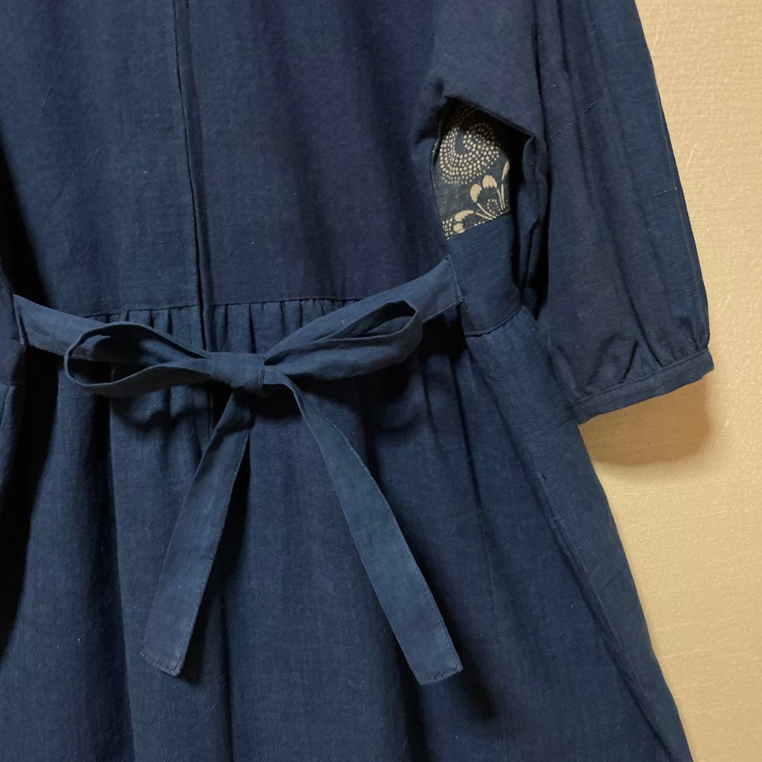 お値下げ　本場久留米無地絣に型染めコラボ