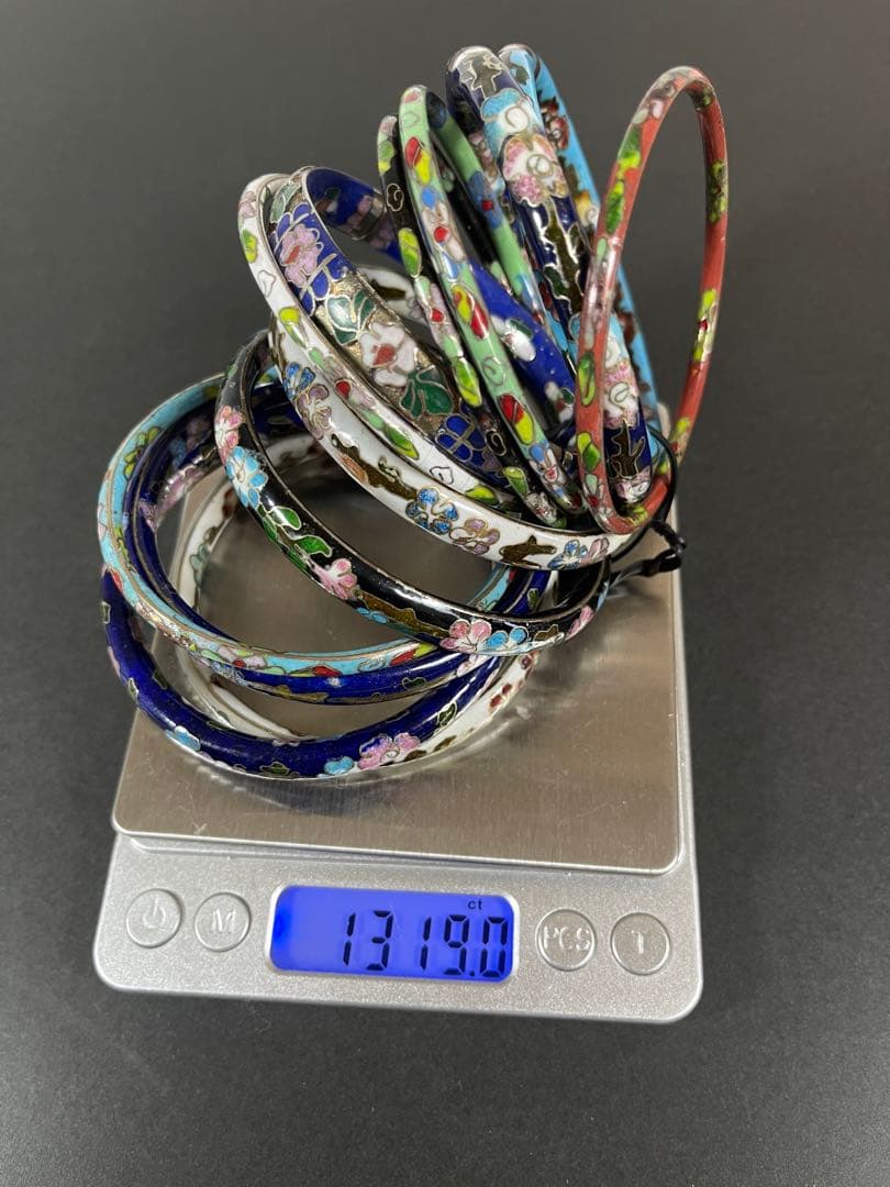 バングル 景泰蘭工芸 海外購入13点セット重さ328g サイズ內徑6.2cm