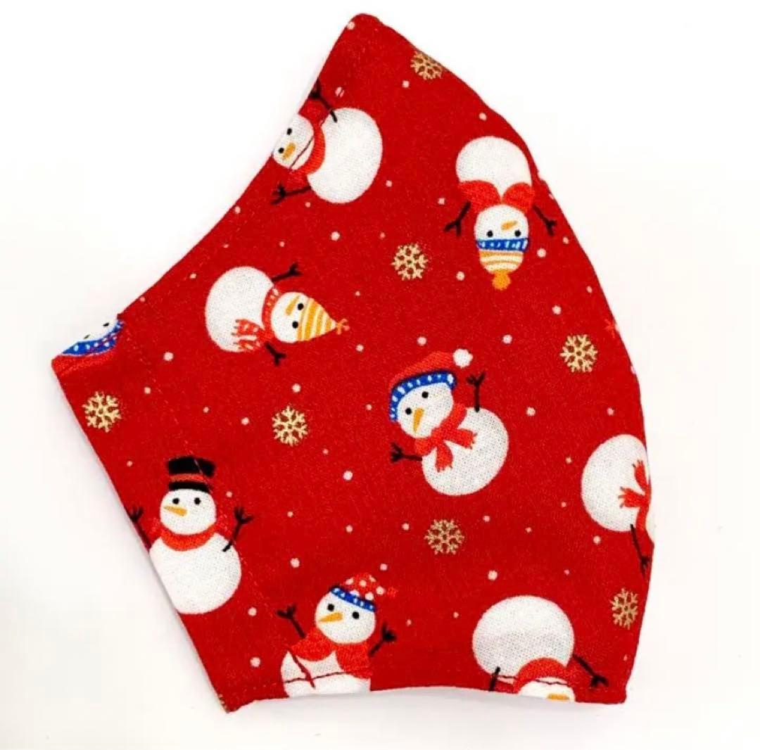 No.600 オーダーマスク　雪だるま　クリスマス　ハンドメイド　おまとめ割