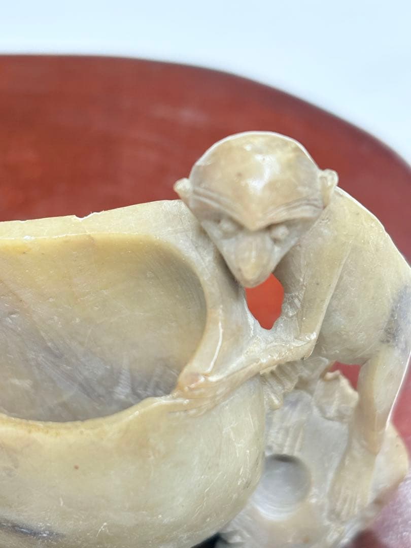 寿山石 骨董品 古美術 中国美術 細密 彫刻 アンティーク 置物 台座付き
