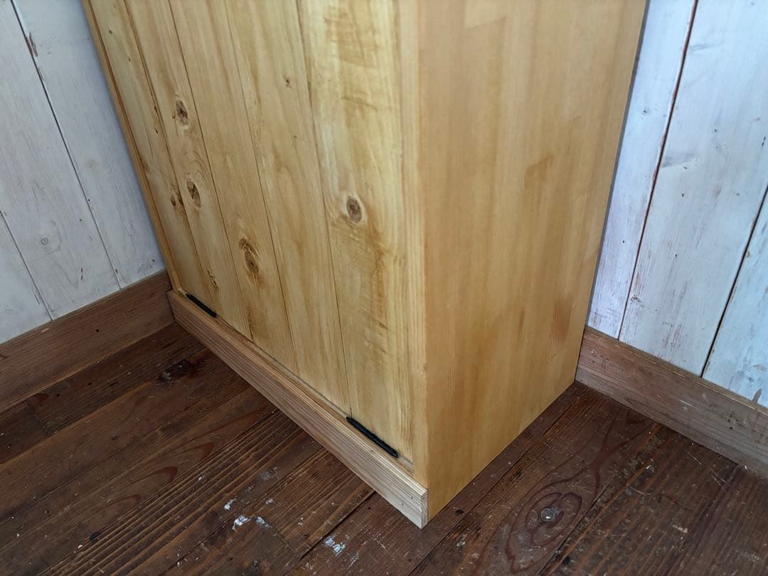 みそまる　静かに閉まる45リットルパッタンゴミ箱 無垢材ハンドメイド家具