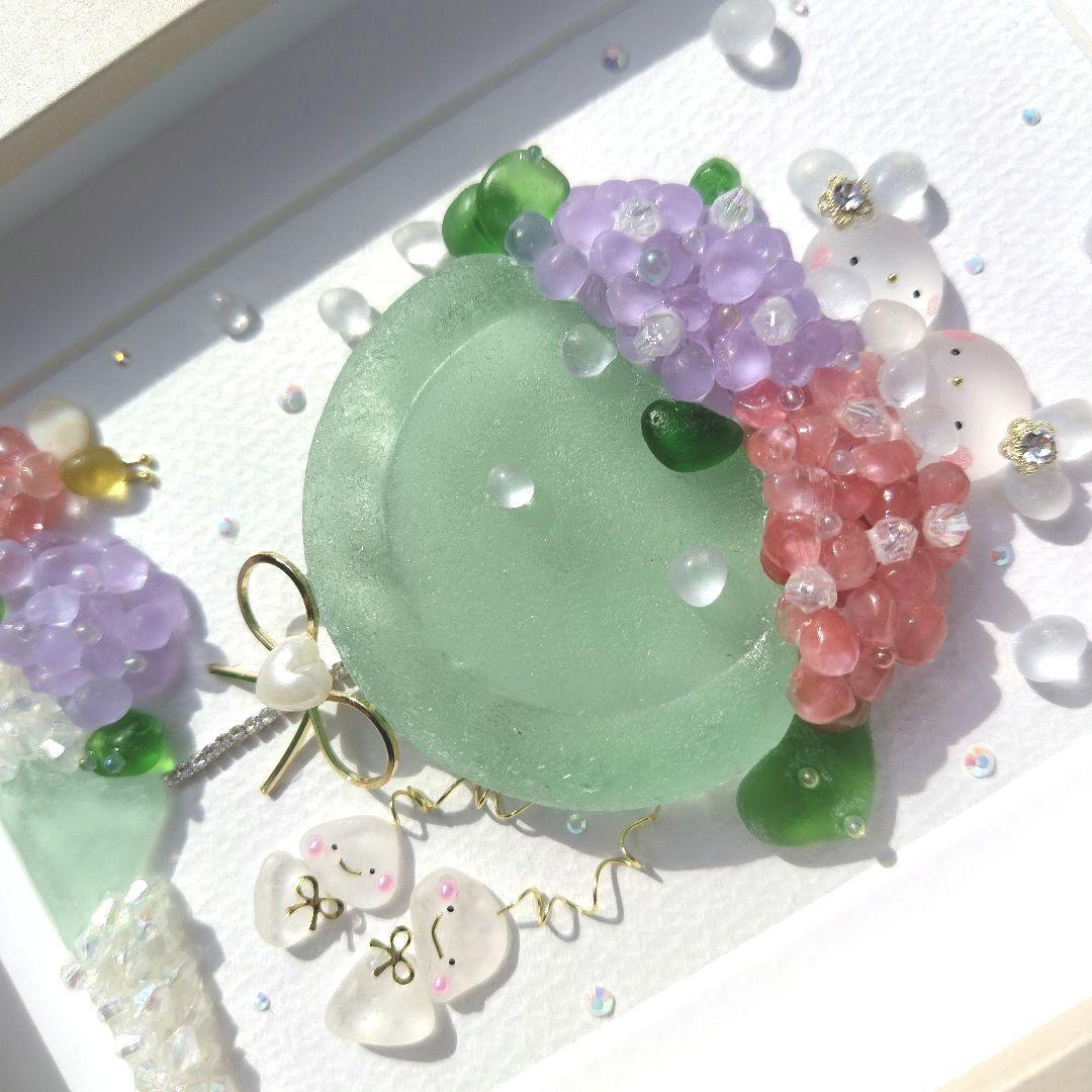 シーグラスアート『 紫陽花カクテル』