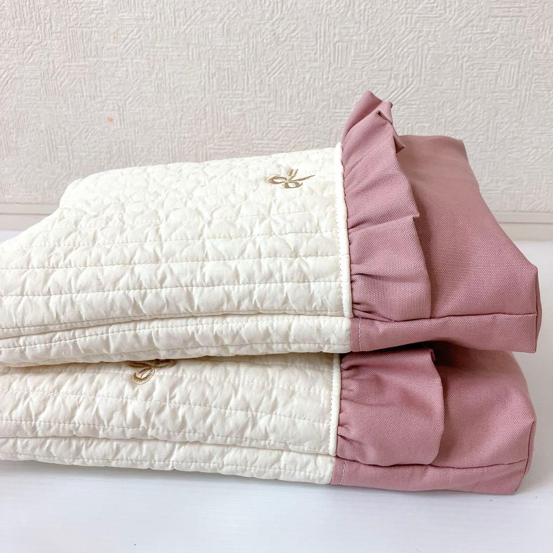レッスンバッグ　上履き入れ ヌビ　リボン刺繍　ハンドメイド