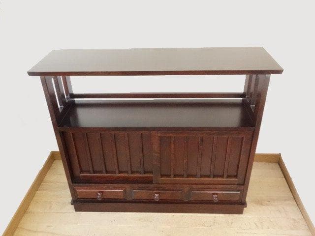 北海道民芸家具　ＨＭ108　茶棚　リビングサイドボード　再塗装済　ＵＳＥＤ