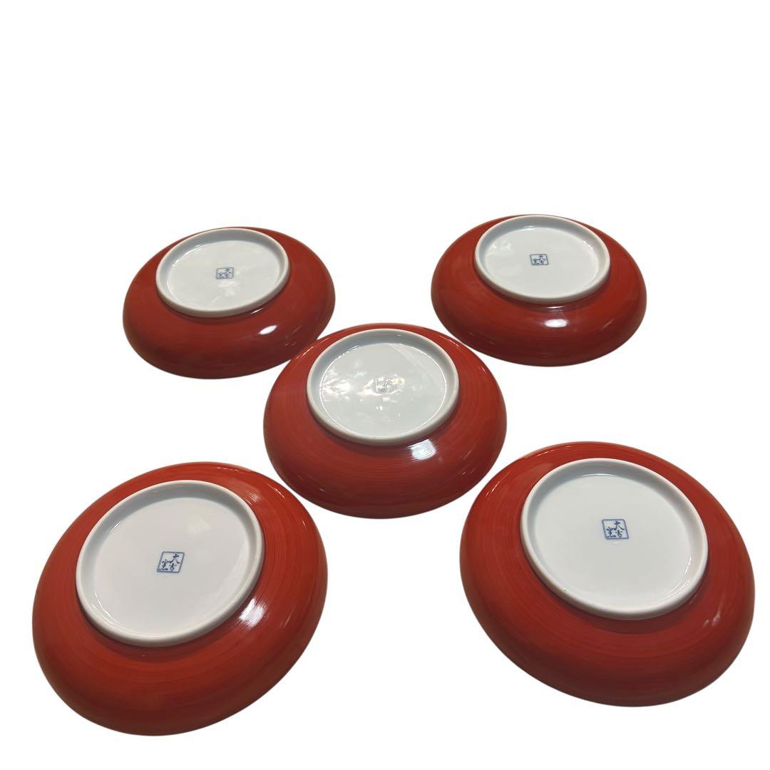 有田焼　大吉窯　金彩 染付 花文様 　中皿　5枚セット　古伊万里　銘々皿　赤絵