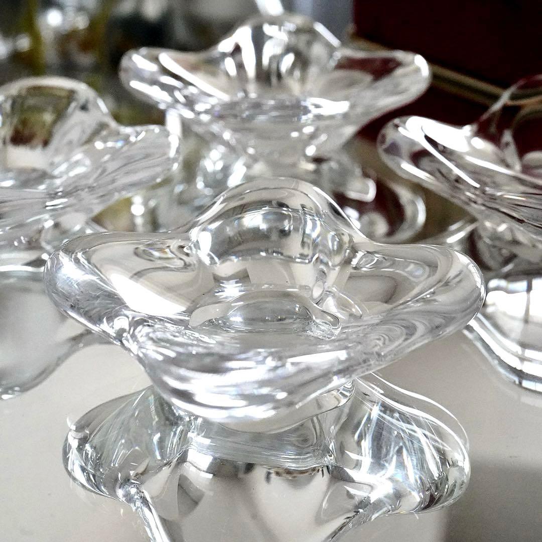 ★希少美品★オールドバカラBACCARAT 花びら型バターディッシュ 4客セット