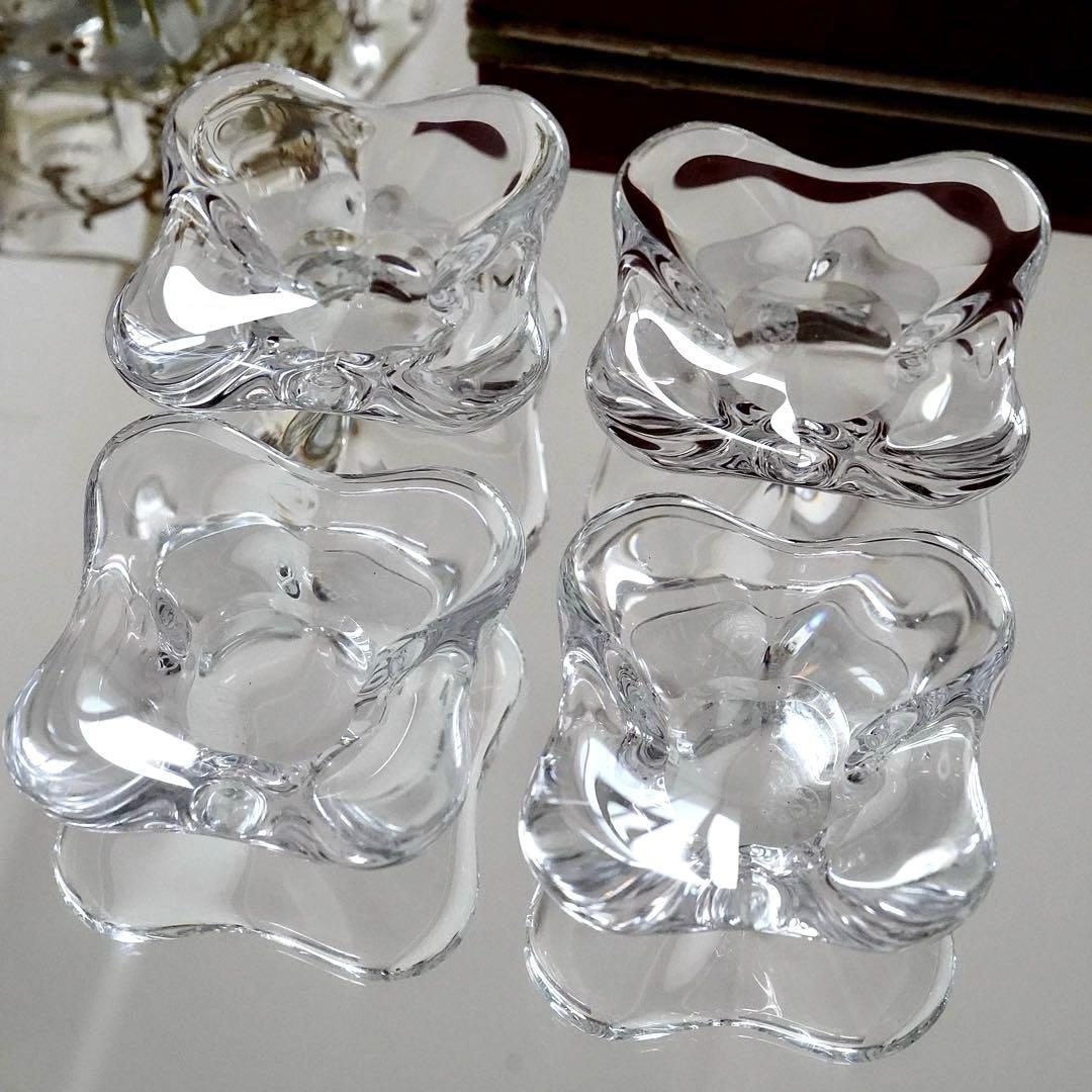 ★希少美品★オールドバカラBACCARAT 花びら型バターディッシュ 4客セット