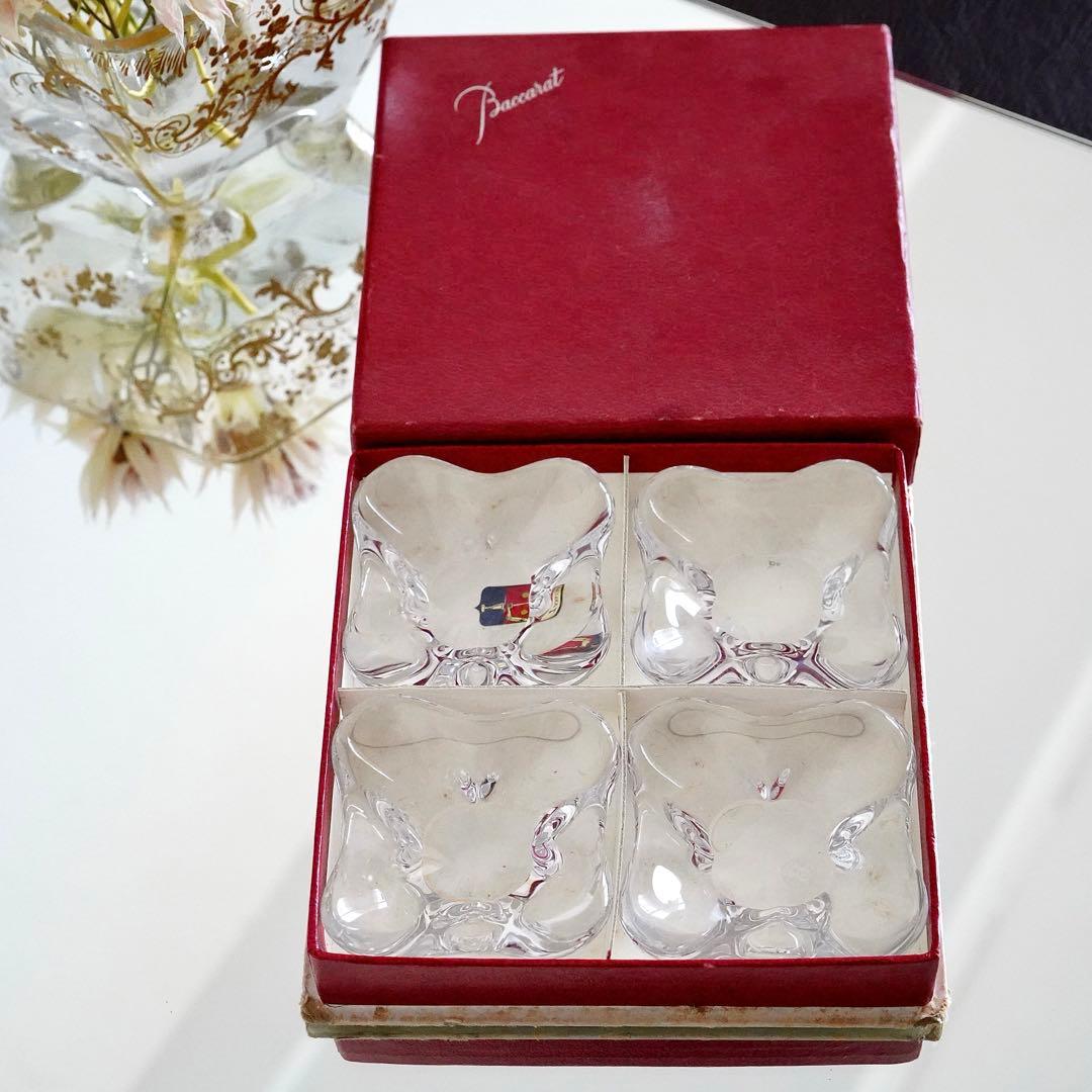★希少美品★オールドバカラBACCARAT 花びら型バターディッシュ 4客セット