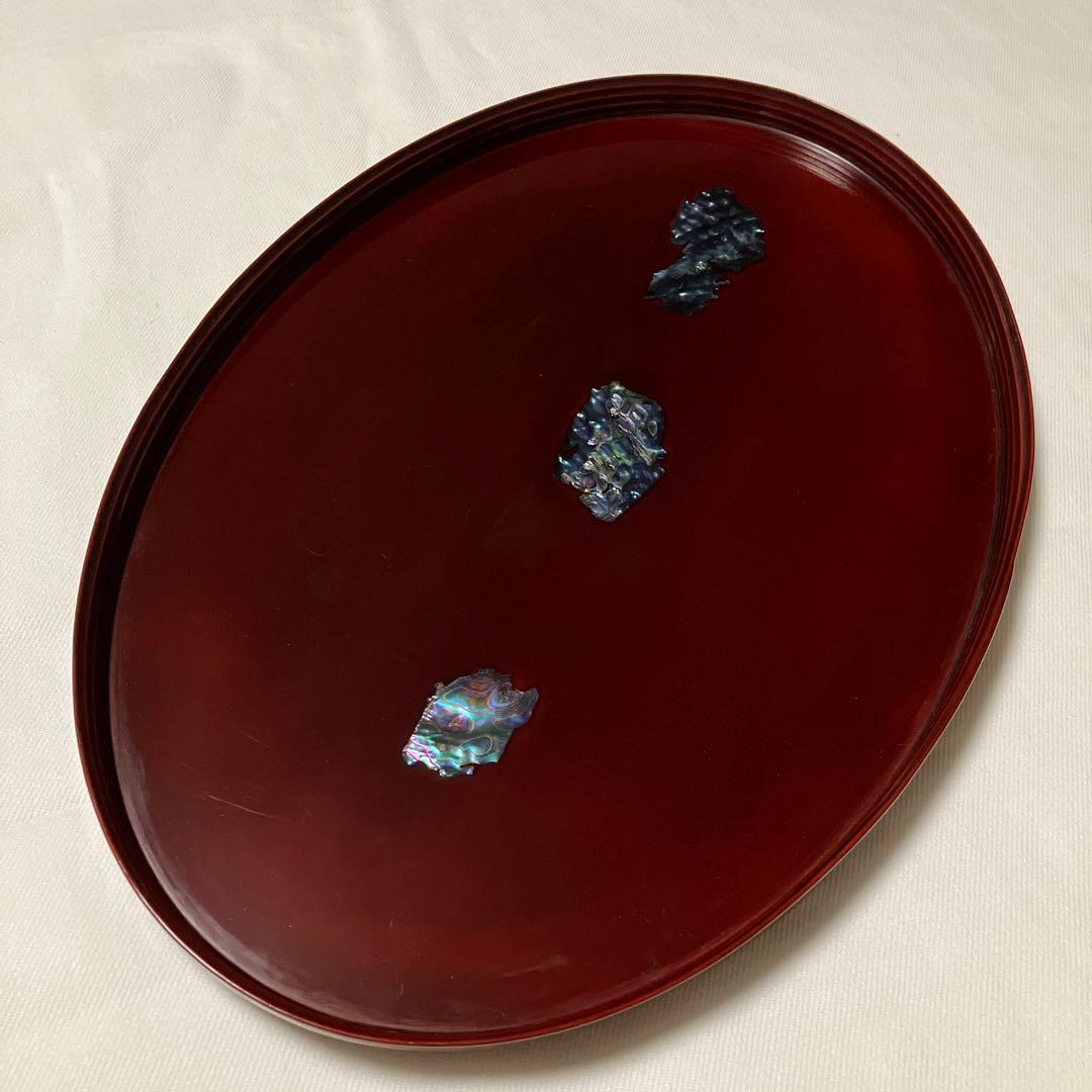 讃岐漆芸　螺鈿　お盆　トレー　香川県　漆器　楕円盆　民藝　民芸
