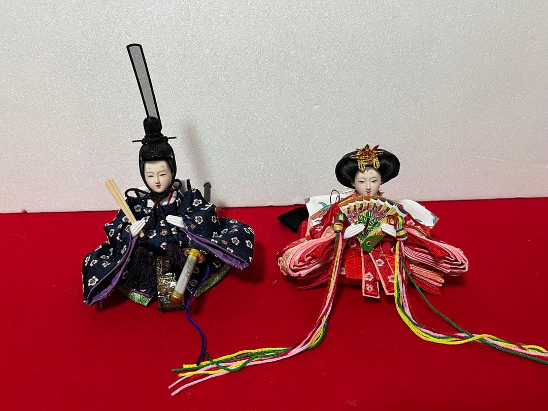 コンパクト収納型親王飾り　陽菜 会津塗お屏風収納飾り台セットE