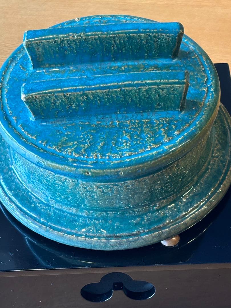 青緑色 土鍋 蓋付き