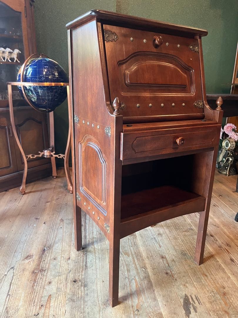 ._.*＊希少 オールドカリモク ライティングビューロー 机 小ぶりデスク