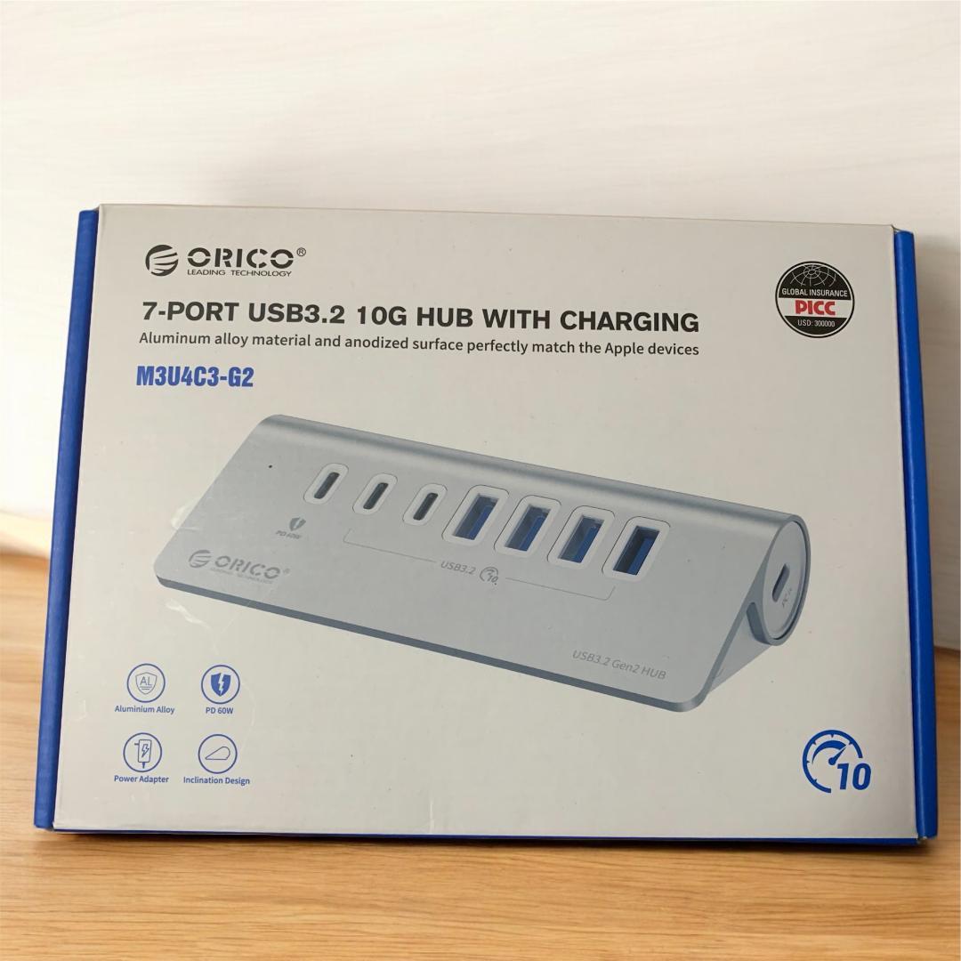 【最終価格】ORICO USBハブ 7ポート 10Gbps高速転送 1m L字線