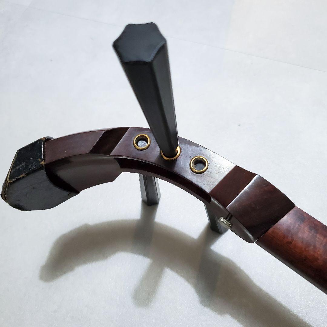 希少✨️三味線　紅木トチ　中棹　綾杉胴　東さわり　1本溝　破れあり　ハードケース