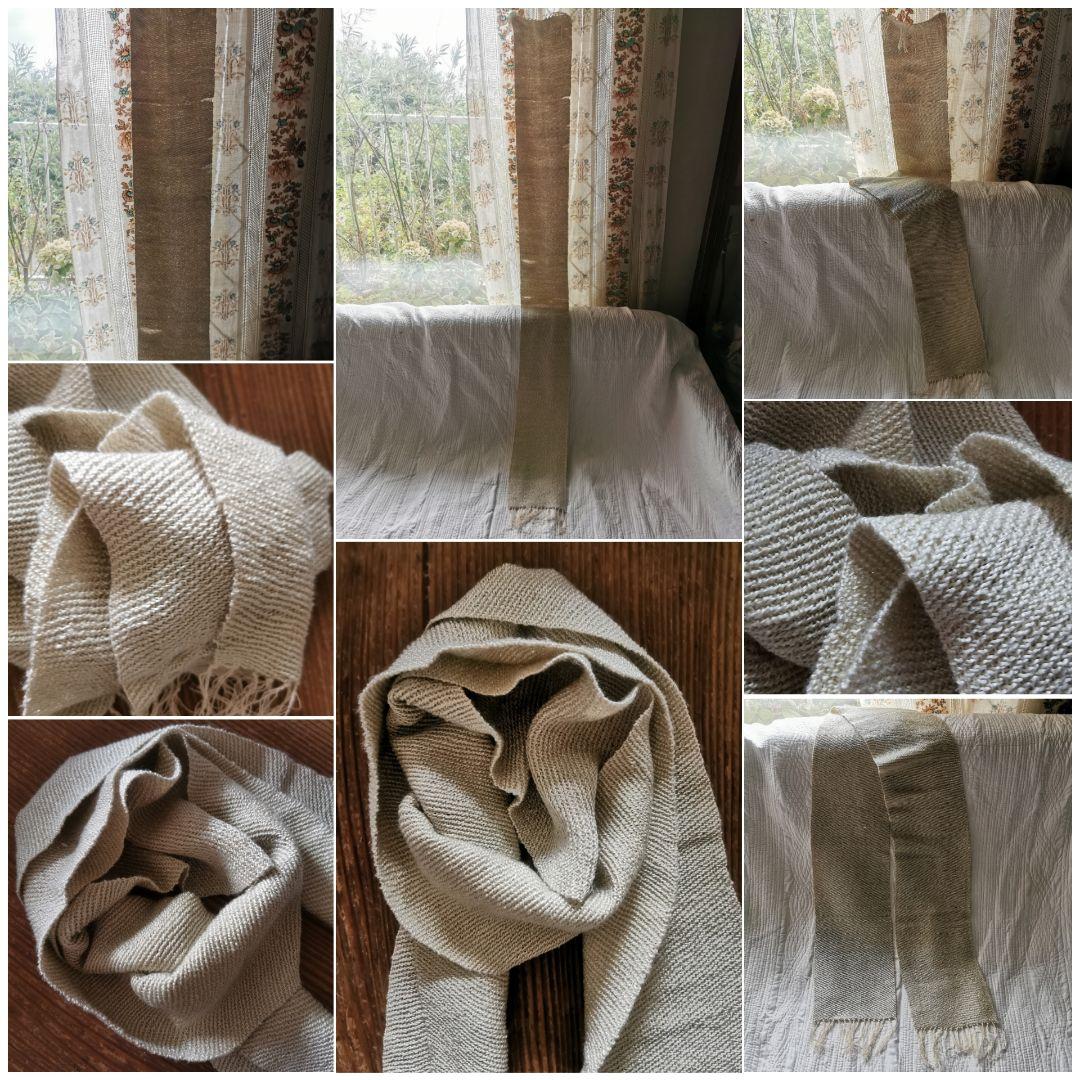 ハンドメイド作家様製作 草木染 シルク 絹糸手織りショール マフラー 和装にも